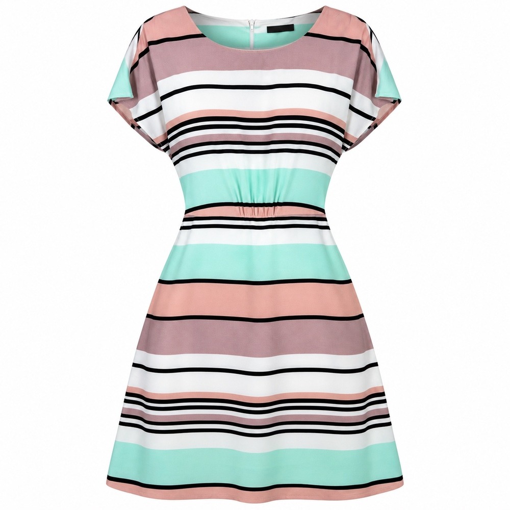 THML Anthropologie Striped Short Sleeve Mini Dress medium preppy Resortwear boho